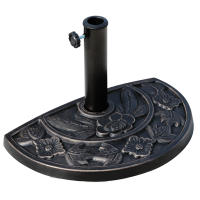 Outsunny Base de Sombrilla Semicírculo Peso 9 kg Soporte para Parasol de Resina para Poste de Paraguas de Ø3,8 cm y Ø4,8 cm para Terraza Patio Jardín Playa 50x31x32 cm Bronce - details 0