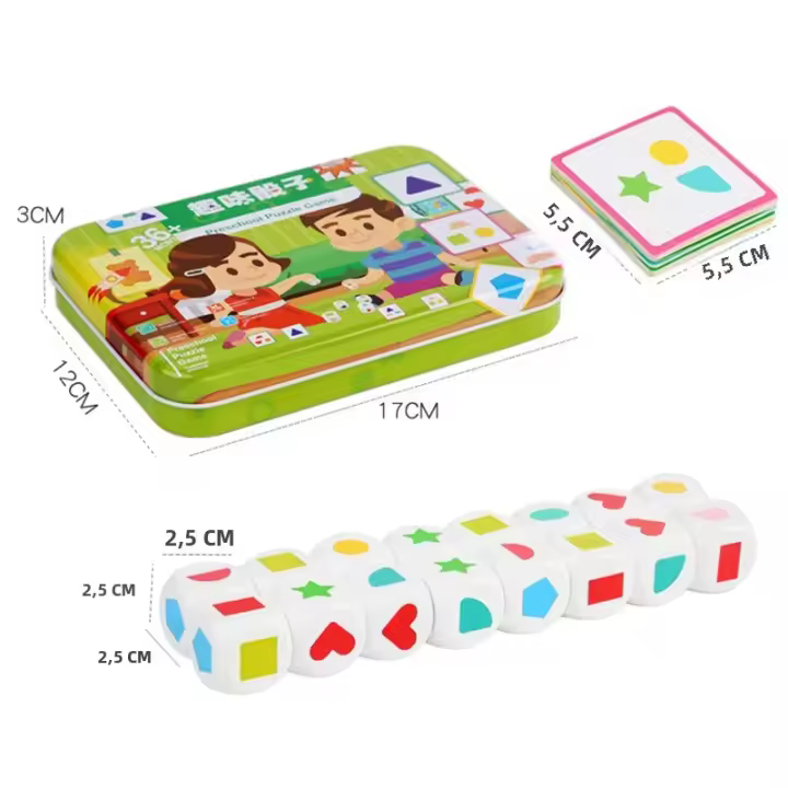 Juego De Tablero De Dados Con Formas Para Niños Juguete Educativo Montessori Cartas De Alineación Geométrica Juego De Memoria Para Desarrollar El Pensamiento Y La Socialización - 1