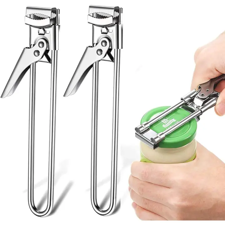 Abrelatas Manual multifuncional ajustable de acero inoxidable, abrelatas, accesorios de cocina, 2 uds. - 1