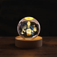 Luz Nocturna De Cristal 3D 6cm Con Astronauta Y Sistema Solar Saturno Vía Láctea Luz De Planetas Grabado Por Láser Regalo Para Niños - details 2
