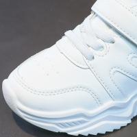 Zapatillas De Deporte Para Niños Y Niñas Blancas Transpirables Talla 26-37 Zapatos Deportivos Todoterreno Para Primavera Corrida Con Cordones Y Hebilla Material Superior De Cuero PU - details 2