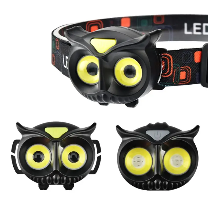 Linterna Frontal De Cabeza Recargable Tipo-C Owl Cob Rotativa 360° Luz LED Para Pesca Y Caza Impermeable Con Imán USB - 1