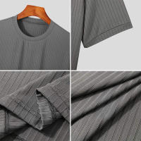 Camiseta De Verano Para Hombre Lujo Ligero Suéter De Lana Estilo Coreano Cuello Redondo Manga Larga Color Sólido Suave Básico Popular - details 19