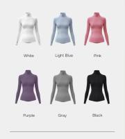 MOV-Chaqueta de fitness empalmada, Bolso elástico transpirable, chaqueta de yoga Deportiva para Corver y Cycling,Chaqueta de ropa de yoga deportiva de carrera, manga larga con cuello alto delgado, ropa de gimnasia deportiva - details 3