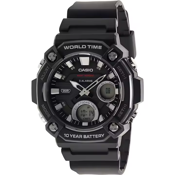 ​Reloj deportivo hombre Casio AEQ-120W-1AV 52.2mm 100m WR 3 alarmas Hora Mundial 10 años batería - 1