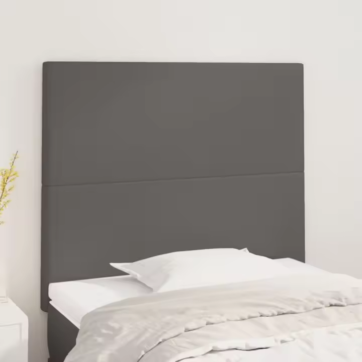 vidaXL Cabeceros 2 unidades de cuero sintético gris 90x5x78/88cm - 1