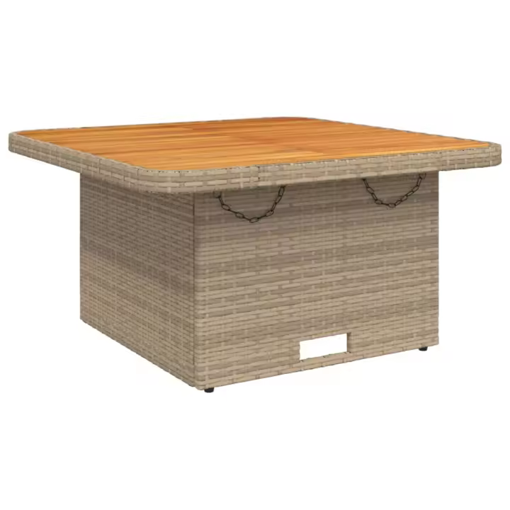 Mesa de Jardín sintético Madera Acacia Beige 80x80x71 cm - 1