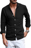 Camisa De Manga Larga Para Hombre Vintage Casual De Algodón Y Lino Con Botones Estilo Playa Transpirable Y Ligera Para Todas Las Estaciones - details 6