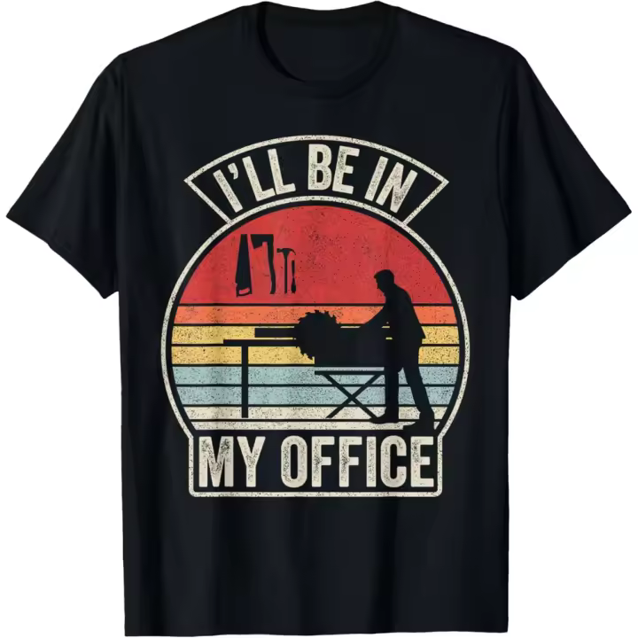 Camiseta de Manga Corta, 100% Algodón, Ropa Unisex para Hombres y Mujeres en 5 Tallas, Camiseta Negra, Retro retro, I will wear a carpenter T-shirt in my office - 1