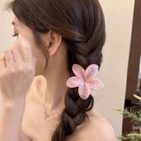 3pcs Clip Para El Cabello De Mujer Forma De Flor Mermaid Laser Tamaño Grande 8cm Color Rosa/Blanco Plástico Ligero Moda - details 1