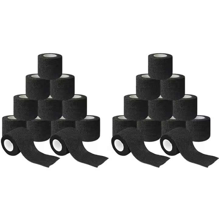 24 Rollos de venta autoadhesivo no Tejido, Cinta PARA EL Aire Libre, venta para las articulaciones de los hechos, 5cm x 4,5 M, Negro - 1