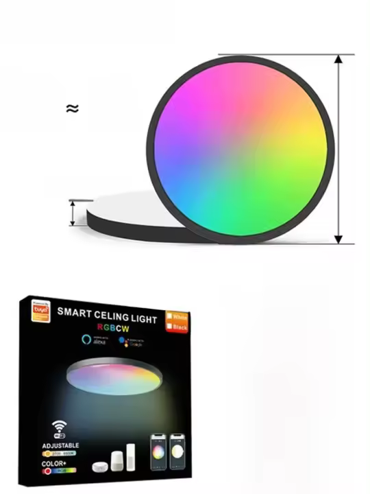 Lámpara De Techo Inteligente WiFi Tuya RGBCW 24W 220V Control Con Alexa Google Home Para Dormitorio Sala De Estar Decoración Moderna Color Negro - 1