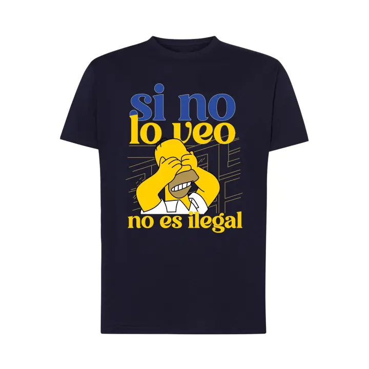 Homer - Si no lo veo no es Ilegal - Camiseta con frase Homer, Unisex algodón premium - 1