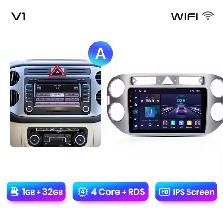 Junsun Android 13 Radio Para VW Volkswagen Tiguan 1 NF 2006 2007 2008 2009 2010 2011 2012 2013 2014 2015 2016 DSP Navegación GPS Reproductor Multimedia 2 DIN Inalámbrico CarPlay Android Auto Radio - 1