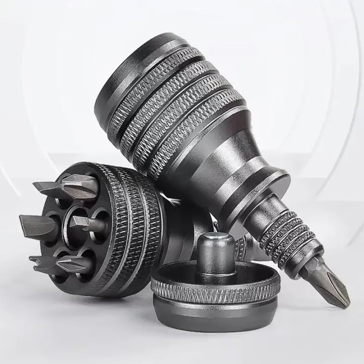Destornillador Ratchet Multifuncional 8-en-1 Ajustable a 180 Grados Para Mantenimiento Doméstico Mini Con Mango Y Acero De Aluminio Magnético - 1