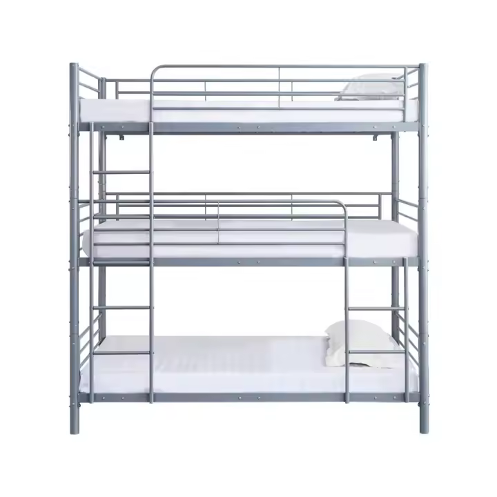 Habitat y Jardin - Litera triple de metal "HAVIN" - 90 x 190 cm - Gris - - 1