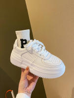 Zapatillas De Deporte Para Mujer 2024 Nuevas Blancas En Cuero U Respirables Y Transpirables Zapatillas Casuales Con Plataforma Mediana Para Caminar Y Correr - details 1