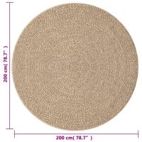 vidaXL Alfombra ZIZUR apariencia de yute interior y exterior Ø 200 cm Alfombras de área  Alfombra de Piso para Sala de Estar Dormitorio Habitación Salón - details 6