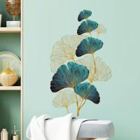 Hojas de baño de gingko (76x87 cm) I Marron Gold Green Blanco Flores Plantas natureleza I adhesivos de los decorativos habitación Salón dormitorio Baños Cocina - details 4