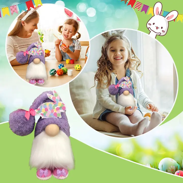 Adorno Decorativo De Pascua En Miniatura Nahuelhut Doll Gnome Con Conejo Ideal Para Decoración De Escritorio Pack De 1 - 1