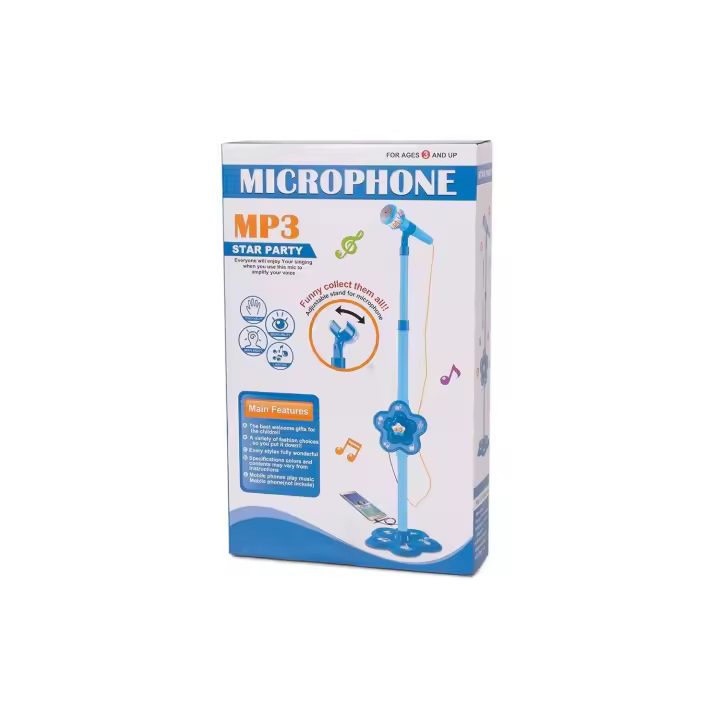 Micrófono Azul con Pie Ajustable Toinsa 858-583 – Ideal para Cantar, Grabar o Jugar (Baterías No Incluidas) - 1
