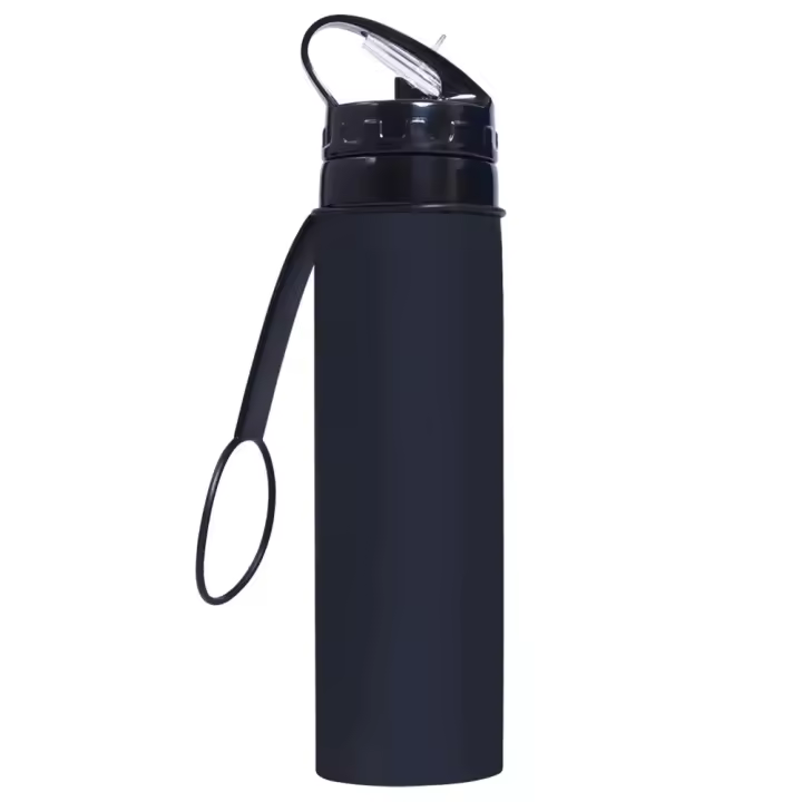 Botella Deportiva De Silicona Reutilizable Para Niños 600ml Plegable Suave Para Hogar Y Oficina Con Mango Y Tapa De Tapon - 1