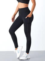 Pantalones De Yoga Para Mujer Con Bolsillos Y Cintura Alta Estirable Levanta Glúteos Leggings De Malla Slim Para Gimnasio Y Ejercicio - details 7