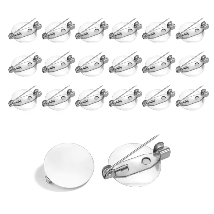 20pcs/Lote Base Redonda Plana Para Broches De 15/20/25/30mm Enchufe Para Encantos DIY Accesorios De Joyería En Metal - 1