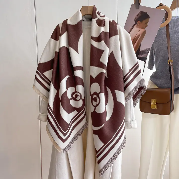 Bufanda De Cashmere Imitación Para Mujer Invierno Caliente Envoltura Suéter De Seda Algodón Cuadrado Moda Chal De Cuello - 1