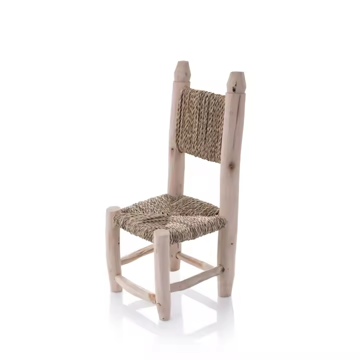 Silla marroquí de madera de limonero y anea - 1