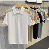 Camiseta Corta Para Hombre Polo Spliced Moda Verano Talla Grande Versátil Top Encantador Estilo Coreano Cuidado Facil - details 1