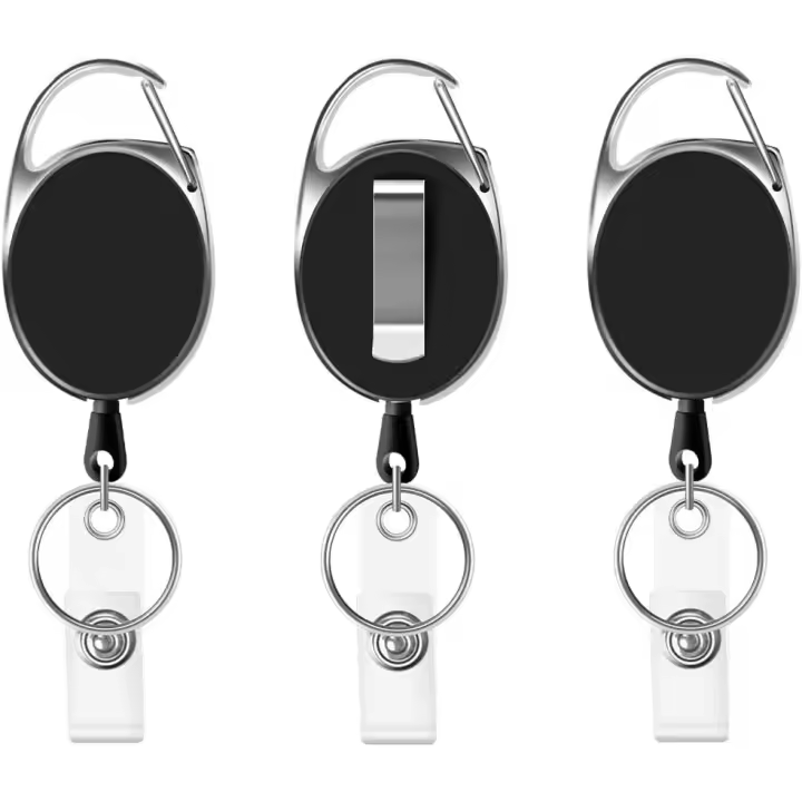 3 piezas Heavy Duty Reel Clips Retráctil Lanyard Badge carretes lavero para sconter un titular de tarjeta de Identificación, tarjeta de Paso insignia, Llaves o teléfono móvil Celular - 1