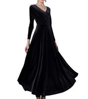Vestido Largo De Veludo Elegante Para Fiesta De Noche V-Neck Vestido Formal De Mujer Vestido Maxi De Autum 2023 Cierre Pullover Polyester - details 12