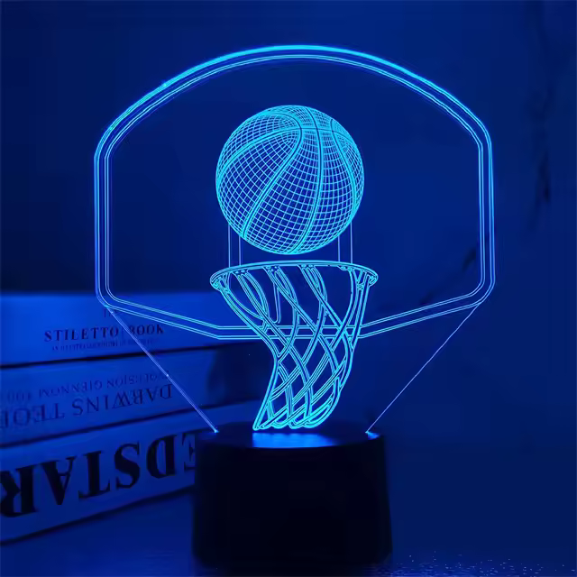 Lámpara De Ilusión 3D De Fútbol Y Baloncesto Cambio De Color 16 Luz Nocturna Deportiva Para Hombres Adolescentes Y Niños Regalo De Cumpleaños - 1