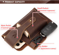Bolsa De Cintura Para Hombre HUMERPAUL De Cuero Genuino Estilo Vintage Casual Porta Móvil Cigarrillos Bolsa Exterior Pequeña Holster De Anillo - details 5