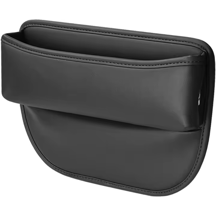 Organizador de espacio para asiento de coche, compartimento lateral para teléfono móvil, Tarjetas, Llaves y Gafas de Sol (Negro) - 1
