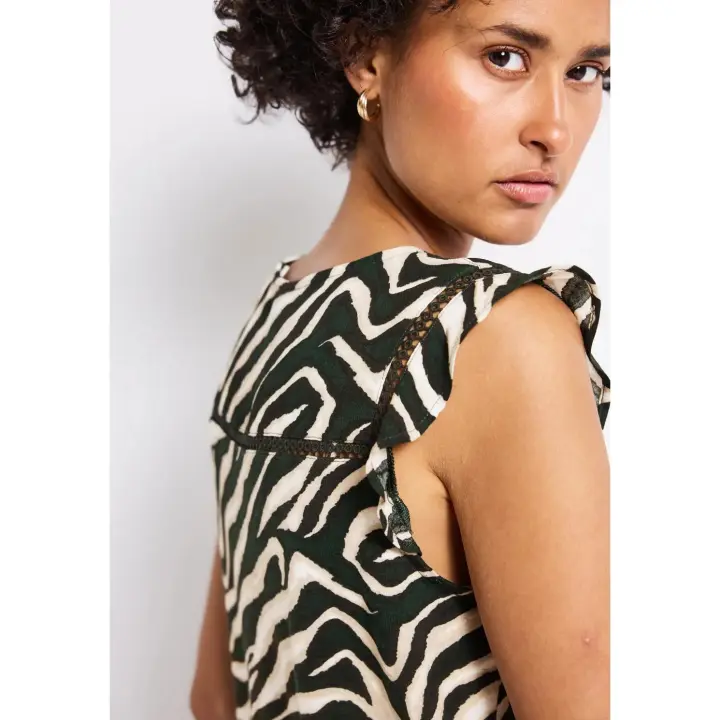 Street One Mod. PS323570 - Top estampado con volantes y detalles de crochet para mujer - 1