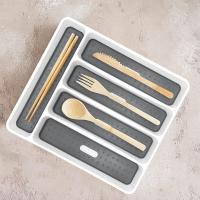 Bandelas para cuadernos, 5 compartimientos, divisores para cuchillos y tenedores de cocina, de almacenamiento de Caddy cubiletes, bandeja compacta de plástico para utensilios sin BPA - details 2