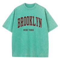 Camiseta De Algodón Cómoda Para Hombre Con Impresión De Letras De Brooklyn New York Cuello Redondo Estilo Hip Hop Suelta Y Cómoda Para Todo El Año - details 8