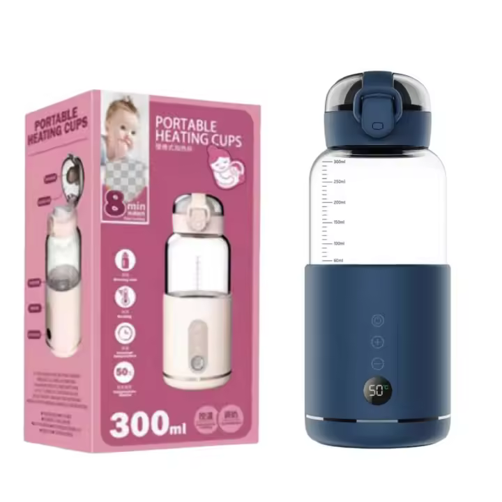 Calentador De Botella Portátil Para Leche De Bebé Recargable Por USB Ajustable Y Con Display 37-55℃ Calentador Inalámbrico Instantáneo Para Uso En Exteriores - 1