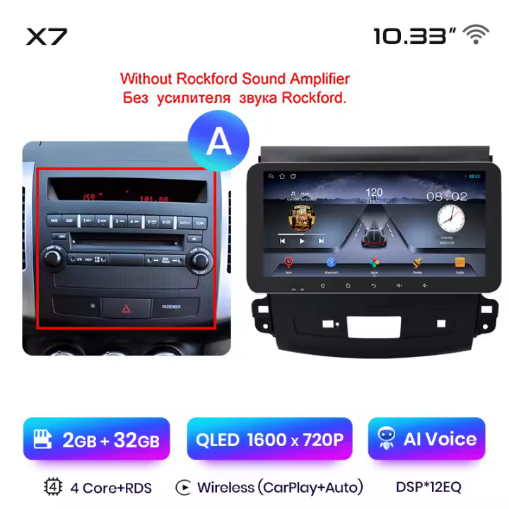 Junsun-reproductor Multimedia X7 MAX para coche Radio con Android CarPlay inalámbrico voz IA 2K 13.1 pulgadas para Mitsubishi Outlander 2005 2006 2007 2008 2009 2010 2011 - 1