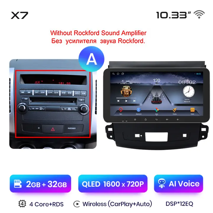 Junsun-reproductor Multimedia X7 MAX para coche Radio con Android CarPlay inalámbrico voz IA 2K 13.1 pulgadas para Mitsubishi Outlander 2005 2006 2007 2008 2009 2010 2011 - 1