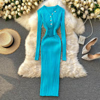 Vestido Bodycon Elegante De Mujer REALEFT Otoño Invierno 2024 Con Cinturón Y Botones De Manga Larga Estilo Casual Longitud Pierna - details 0