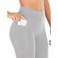 Pantalones De Yoga Flared Para Mujer Cintura Alta Con Bolsillos Pantalones Deporte Casual Cruzados De Polyester - details 14