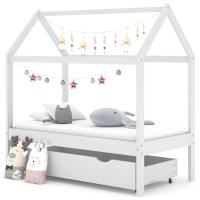 vidaXL Estructura de cama infantil con cajón madera de pino 70x140 cm en color Marrón/Gris oscuro/Blanco - details 2