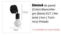 Lámpara De Pared Moderna Nórdica En Hierro Negro E27 Iluminación Interior Para Dormitorio Baño Industrial Decoración Sconce Luz De Soporte - details 9