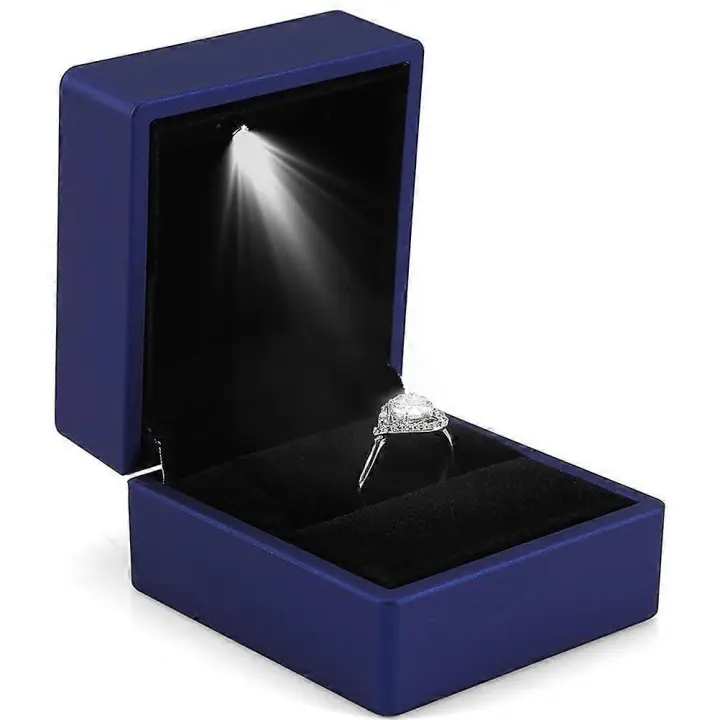 Caja de anillo LED Caja de anillo iluminada para propuesta de matrimonio Caja de anillo con iluminación interior LED para boda de compromiso - 1