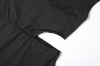 Vestido Elegante De Mujer Sin Cintura Con Collar Swing Y Abertura Alta En Espalda Con Hebilla De Metal Estrella De Cinco Puntos Vestidos De Baile - details 5