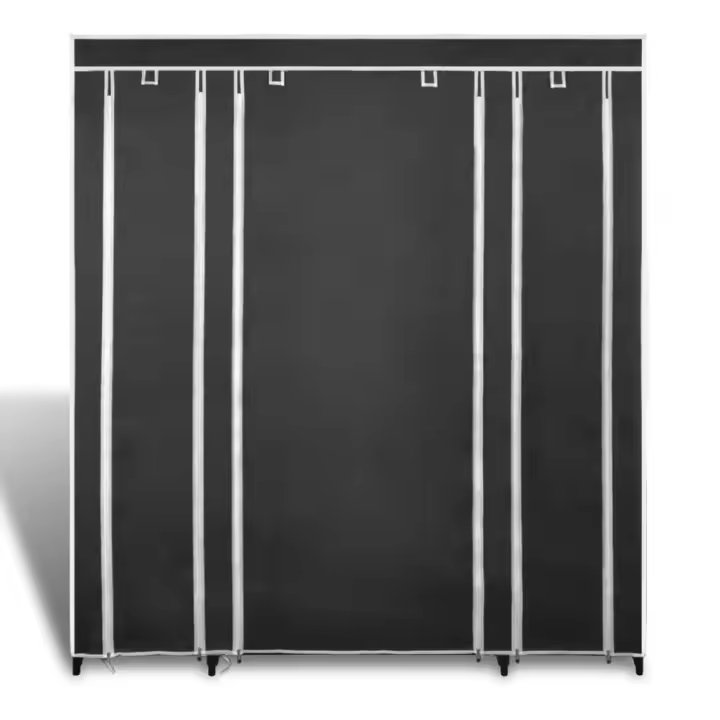 Armaro de Tela compartimientos y Varillas Negro 45x150x176 cm - 1
