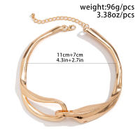 Collar Gargantilla Lacteo Para Mujer Con Collarín Cruzado De Metal Color Oro Cadena Gruesa Joyería Para Fiesta Regalo Para Damas - details 0